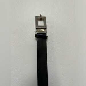 Vintage Black Italian Leather and Silver Buckle Esprit Made In USA Belt